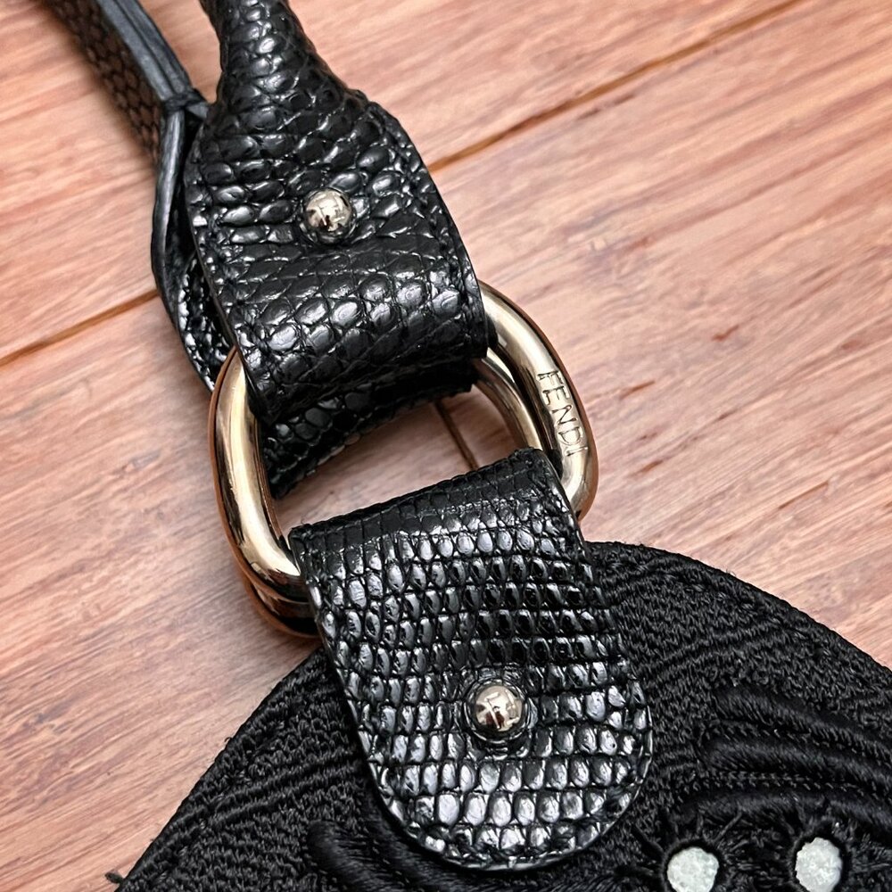 FENDI Limited Edition Embroided Black Devil Trapezio Evening Bag - Picture 7 of 13